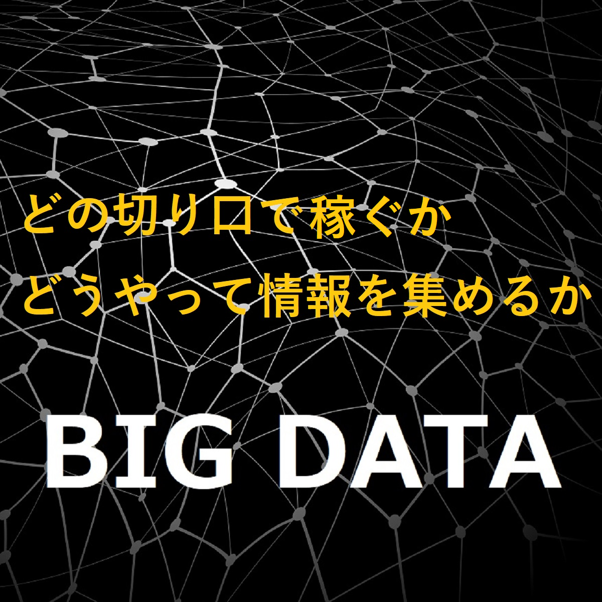 「どの切り口で稼ぐか、どうやって情報を集めるか、BIG DATA」と書かれたサムネイル。